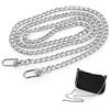 ASTER Borsa a tracolla da 120 cm in argento con cintura e fibbie in metallo per portafogli e pochette borsa a tracolla tracolla cinghie di ricambio fai da te