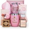Coolparty Regalo di compleanno per donne lei, tazza isolata, bicchiere da vino regalo per lei, cesti per coccolare la cura di sé regali rilassanti set da bagno per amici, mamma, moglie, ragazze