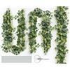 CoKeeSun 3 ghirlande decorative di eucalipto, foglie verdi, decorazione da tavolo, eucalipto con fiori bianchi, 1,8 m, da appendere, per matrimoni, feste, giardini, festival, decorazioni per interni