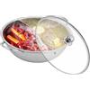 BRRIDE Hot Pot, padella in acciaio inox, 28 cm, con divisorio e coperchio in vetro, doppio fornello Shabu Shabu, zuppa divisoria ispessita, riscaldamento rapido (28 cm)
