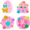 GIEEU 4 stampi in silicone a forma di fiore 3D, a forma di margherita, per fondente, cioccolato, cupcake, decorazione di torte, cottura, sapone, caramelle, gelatine, zucchero, candele, argilla polimerica