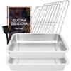 YUGN teglie da forno con griglia set 2 pezzi rettangolari acciaio inox