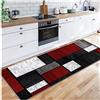 Siunwdiy Geometrico Tappeto Passatoia 1.8 Metri Salotto Cucina Antiscivolo Lavabile Grigio Nero Rosso Tappeti Runner per Corridoio Ingresso, Dimensioni Personalizzabili,50X180CM