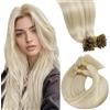 LaaVoo Extension Cheratina Capelli Veri Biondo Candido 60cm 50g 50 Ciocche, Remy Umani Lisci, Morbidi e Setosi, per Ogni Giorno Colore 613