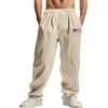 Generic 2026 Pantaloni cargo da uomo in lino pantaloni cargo estivi casual elastico in vita con tasche vestibilità comoda spiaggia yoga viaggi primavera estate, cachi, XXL