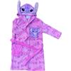 CARTOON Giacca da camera Angel Bambina vestaglia invernale morbida in coral fleece con cappuccio 3D e ricamo Disney Lilo & Stitch cintura regolabile