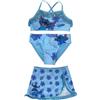 CARTOON Costume con Pareo Stitch Disney Coordinato Costume Due Pezzi con Gonna Abbigliamento Mare Piscina Beachwear per Bambini