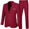 Generisch Tuta da uomo, 2 pezzi, stile moderno, per matrimonio, completo, business, blazer, 2 pezzi, giacca elegante, pantaloni formale, cena, taglie forti, giacca sportiva, O rosso., L