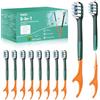 YUNCHI 24 mini spazzolino da denti 5 in 1 To Go, spazzolino monouso con dentifricio | brufoli | raschietto per lingua | filo interdentale portatile da viaggio confezionato singolarmente per bambini
