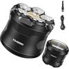 Reemix Rasoio Testa Uomo Calvo, Rasoio Elettrico 6D con Testine Magnetiche, IPX7 Impermeabile, 10000 RPM, Display LED, Blocco Viaggio, USB-C, 5 Ore di Utilizzo, Wet & Dry
