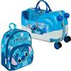 Undercover Valigetta per bambini Ride-On, set con zaino per bambini, personalizzabile, con nome, trolley per sedersi, bagaglio a mano, valigia da viaggio, Stitch, Mittelgroß, Bagaglio per bambini