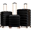 Flight Knight Set di 3 Valigie Rigide in ABS Leggere Bagaglio a Mano 56 cm Compatibile easyJet con Valigie da Stiva Media e Grande Ruote Spinner Silenziose per Viaggi Senza Stress con Serratura TSA