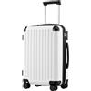 COOLIFE valigia trolley valigia rigida valigia trolley da viaggio realizzata in materiale ABS con lucchetto TSA maniglia telescopica e 4 ruote gemellari (Bianco, 56cm)
