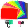 unbholkk 18 pellicole resistenti al calore per lampade, 9 colori, in gel di correzione del colore, per fari, foto, studio, stroboscopico LED (29,7 x 21 cm)