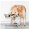 Aqpet Gnammy Supporto H Con 2 Ciotole Rialzate In Acciaio Inox Altezza Regolabile Per cani gatti Piccoli animali, 2x4300 ml. 28,5 Cm