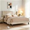 YGHQAP Letto imbottito 160 x 200 cm, con rete a doghe, letto per ragazzi e ragazzi, letto matrimoniale, con testiera trapuntata verticale, moderno letto imbottito 160 x 200, lino, facile da montare