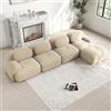 Bladez Divano ad angolo moderno in velluto costine, a forma di L, con pouf ottomano, combinabile, senza montaggio, imbottito, per il soggiorno, beige, 4 posti + 1