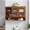 JCFEIDQW Vetrina sospesa da 90 cm, pensile da cucina, shabby chic, con 2 ante e tre ripiani, pensili da cucina, adatto per bagni, cucine e sala da pranzo (marrone)