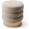 INTRECCI Pouf Creamy in Velluto con Base Oro Elegante | Sgabello Poggiapiedi Imbottito per Salotto e Camera da Letto | Poltroncina Rotonda, Design Moderno a Tre Strati | Ø 38 cm - Colore: Beige
