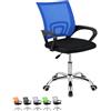 PALUPLUS Sedia da Ufficio Smart in Tessuto a Rete Traspirante, Misura 53x51x97 cm, Poltrona da Scrivania Girevole 360° con Ruote, Base in Acciaio e Altezza Regolabile, Portata 100Kg -10 (Blu)