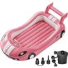 QPAU Letto gonfiabile da viaggio per bambini con pompa elettrica, materasso ad aria per bambini con auto da corsa, letto gonfiabile portatile per campeggio, viaggi, hotel e casa (rosa)