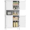 eSituro Mobile da Bagno Indipendente con 2 Armadietti e Vano Aperto, Ripiani Regolabili, Unità Stoccaggio per Corridoio/Cucina, 60x30x120 cm, Bianco