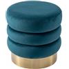 INTRECCI Pouf Creamy in Velluto con Base Oro Elegante | Sgabello Poggiapiedi Imbottito per Salotto e Camera da Letto | Poltroncina Rotonda, Design Moderno a Tre Strati | Ø 38 cm - Colore: Petrolio