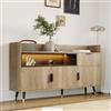 SACOOL Credenza moderna minimalista - Dimensioni + ripiani aperti, pratici cassetti, porte basculanti su entrambi i lati, guide silenziose e telaio in legno robusto