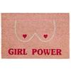 Fisura - Zerbino ingresso casa in cocco Girl Power con supporto in PVC antiscivolo. Zerbino esterno divertente. Dipinto a mano. Dimensioni: 60 cm x 40 cm. Colore rosa