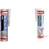 Fischer MK, Colla adesivo di montaggio a presa rapida, per Battiscopa e listelli, canaline elettriche e luci led, fregi & Silicone Acetico Multiuso SAM 280 Trasparente, Sigillante Antimuffa