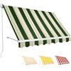 Paluplus Tenda da Sole a Caduta, Misura 400x300 cm, Senza Cassone con braccio avvolgibile e Braccetti Fermatenda, Telo Resistente 280 g/m², per Balcone e Terrazzo -3911F -10 (Verde e Bianco)