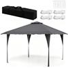 HOMASIS Gazebo Pieghevole 4x4 M con Doppio Tetto, Gazebo Esterno Resistente all'Acqua e al Vento con Protezione UV, Pergolato Regolabile in Altezza, Ideale per Feste in Giardino (Grigio)