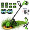 reffmov Decespugliatore a Batteria con Ruota,36CM Tagliaerba a Batteria con 2 × 3,0 Ah Batteria e Caricatore,Motore Brushless da 800W,Decespugliatore Elettrico con 8 Bobine di Ricambio per Giardino e Prati