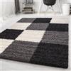 Carpetsale24 Tappeto pelo lungo, colore nero, disegno dei quadrati, 3519, tappeto rettangolare, Tappeto soggiorno, 120 x 170 cm