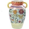 PABEN Vaso Decorativo in Ceramica con Motivo Fiori e Farfalle da Interno H. cm. 24,2