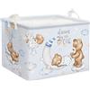 Clastyle Cestino Portaoggetti Cubo Orso Blu Palloncini Nuvole Stelle Luna Scatole Portagiochi Animali Rettangolare per Camera dei Bambini, 40x30x30 cm