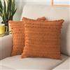 GYROHOME - Set di 2 federe per Cuscino, in Cotone e Lino, Motivo Nappe, con Frange, Colore: Arancione, 45 x 45 cm