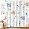 hometrixx Tenda Doccia Primavera Moderno 180 x 200 cm Fiori Acquerello Blu Beige Floreale Poliestere Impermeabile Tenda Vasca da Bagno con 12 Ganci Lavabile in Lavatrice per Casa Hotel
