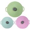 Generic 3 coperchi in silicone per pentole e padelle, 32 cm, 23 cm, 23 cm, coperchi in silicone per uso alimentare, con manico, riutilizzabili, con chiusura a ventosa