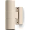 CALEX Turin Applique, Interno & Esterno, 2× Attacco GU10, Cilindrica, Luce Su & Giù, Impermeabile, Senza Lampadina, Colore Sabbia