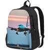 Tamiger Aeroplano Nelle Luci di Sera Stampa Grande Capacità Unisex Borsa Impermeabile Leggero All'aperto Weekend Fughe
