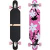 FunTomia Flex2 fino a 84 kg - Camber Longboard (Flex2 fino a 84 kg, rosa Flower LED - legno d'acero)
