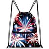 Generic Sportiva Sacche 4Th of July Fireworks Borsa con Coulisse Multifunzione Sacche Zaino Portatile per Viaggio Sport