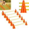 QWORK® Set Ostacoli Sportivi 12 Coni + 6 Barre agilità, Altezza 23 cm, Lunghezza 100 cm, Set Ostacoli per Allenamento di coordinazione