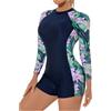 GSXLZ Muta Uomo Costume Da Bagno Intero A Maniche Lunghe Da Donna, Con Cerniera, Da Surf, Floreale, For Ragazza, Protezione Solare, Costume Da Bagno(Pink,S)