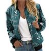 Generic Giubbotto Donna Primaverile- Bomber Donna Elegante Bomber Jacket Giacca Da Baseball Varsity Jacket Vintage Lettera Con Tasca Cerniera Giacca College Sweat Giacca a Vento Con Tasche Elegante Giacchetto