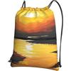 Generic Sportiva Sacche Mountains Rivers Sunset Borsa con Coulisse Multifunzione Zaino Casual Portatile per Scuola Sport