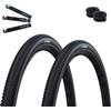 maxxi4you Schwalbe G-One Comp - 2 pneumatici a filo attivo K-Guard Green Compound E-25 nero 35-622 (28 x 1,35) + 2 camere d'aria Schwalbe AV17 con leva pneumatici maxxi4you