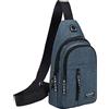 Generico Gilet di tela casual Gilet in pelle di pecora e pelle di vacchetta Borsa di tela per motociclisti con USB (Blue One Size)