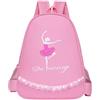 COOPHYA Zaino Ballerina per Ragazze Oxford Rosa Chiusura a Cerniera, Grande Capacità e Design Delicato per Uso Quotidiano e Uscite